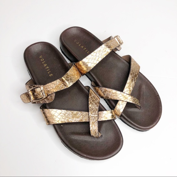 Volatile Strappy Sandals Gold Brown Size 9